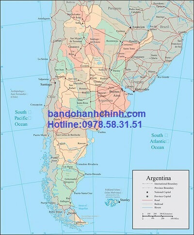 Bản đồ nước Argentina khổ lớn