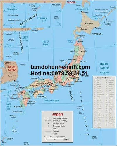 Bản đồ nước Nhật khổ lớn