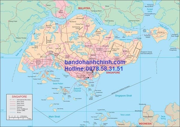 Bản đồ nước Singapore khổ lớn