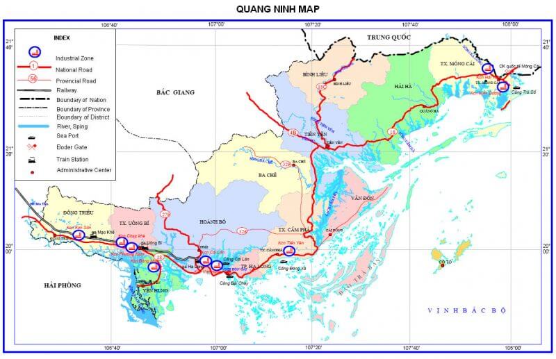 bản đồ hành chính tỉnh Quảng Ninh