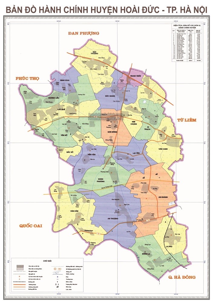 Bản Đồ Hành Chính Huyện Hoài Đức Thành Phố Hà Nội - Cửa Hàng Bán Bản Đồ Map Design
